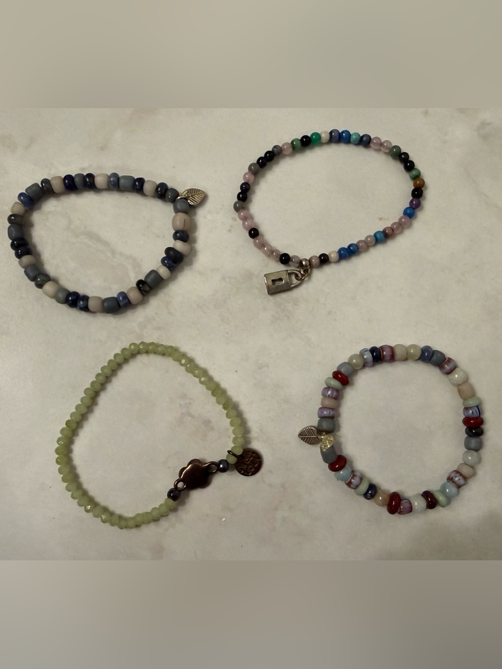 Handmade Beaded Bracelet Lot – 4 Colorful Stretch Bracelets